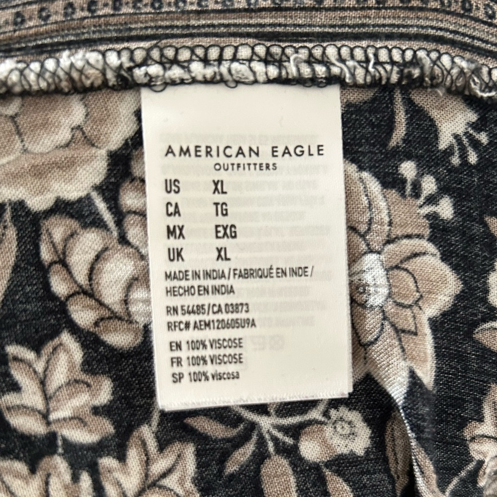 American Eagle High Rise Flowy Wide Leg Pull On Pattern Pants - Picture 5 of 5